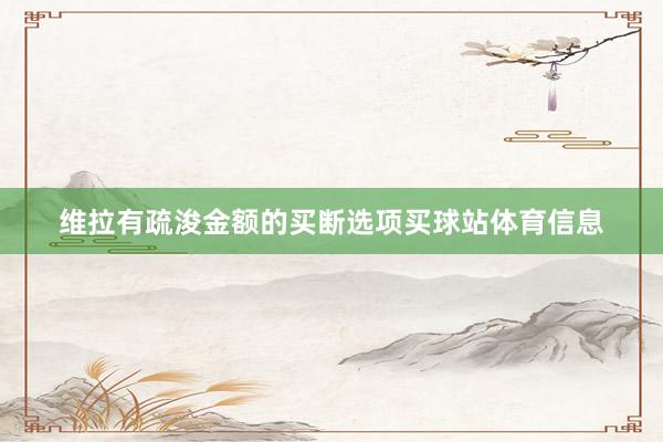 维拉有疏浚金额的买断选项买球站体育信息