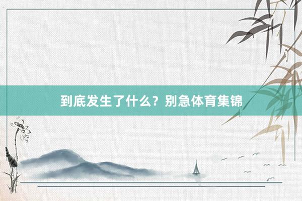 到底发生了什么？别急体育集锦