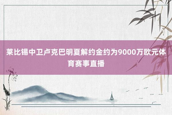 莱比锡中卫卢克巴明夏解约金约为9000万欧元体育赛事直播