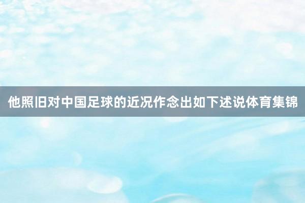 他照旧对中国足球的近况作念出如下述说体育集锦