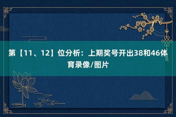 第【11、12】位分析:上期奖号开出38和46体育录像/图片