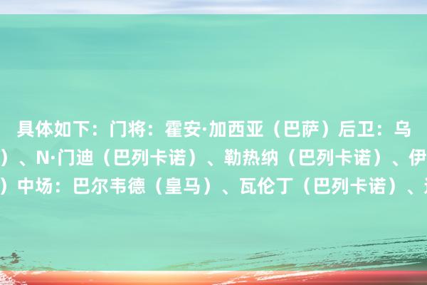 具体如下：门将：霍安·加西亚（巴萨）后卫：乌奈·努涅斯（瓦伦西亚）、N·门迪（巴列卡诺）、勒热纳（巴列卡诺）、伊格莱西亚斯（赫塔费）中场：巴尔韦德（皇马）、瓦伦丁（巴列卡诺）、达德尔（马略卡）、拉马扎尼（瓦伦西亚）时尚：维尼修斯（皇马）、贡萨洛·加西亚（皇马）    体育集锦